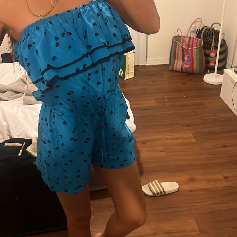 Yumi Kim Blue Romper - Shorts - Size Small NEW - Black Hearts - NWOT